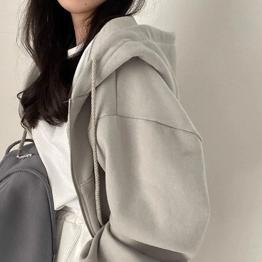 Women's Cropped Zip-Up Hoodie β Y2K Harajuku Streetwear