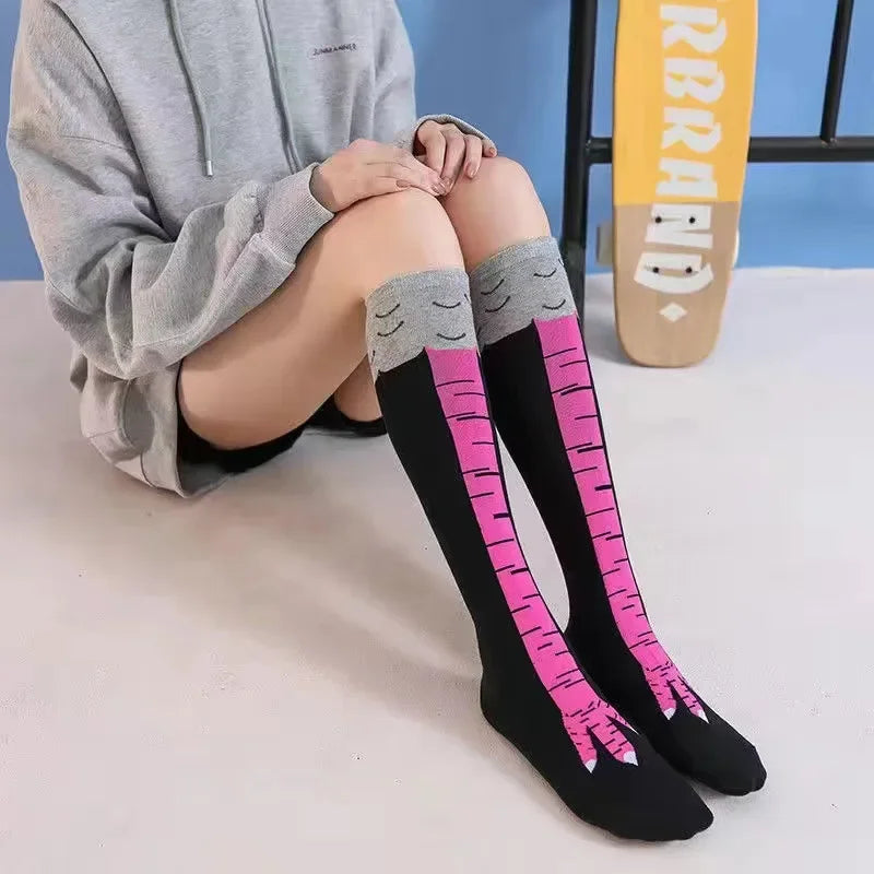 Men's Funny 3D Chicken Print Thigh High Socks | Cartoon Cosplay Cotton Fashion Socks