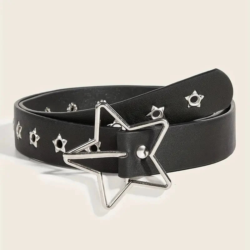 Y2K Punk Star Eyelet Belt β Goth PU Leather Rivet Belt