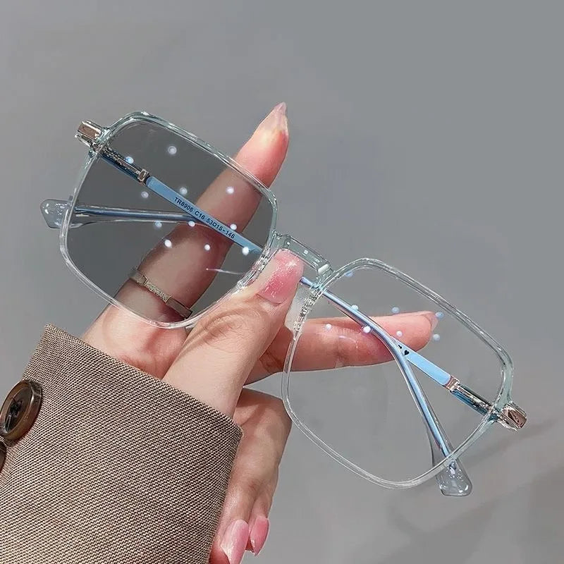 Photochromic Blue Light Blocking Glasses β Square Metal Frame