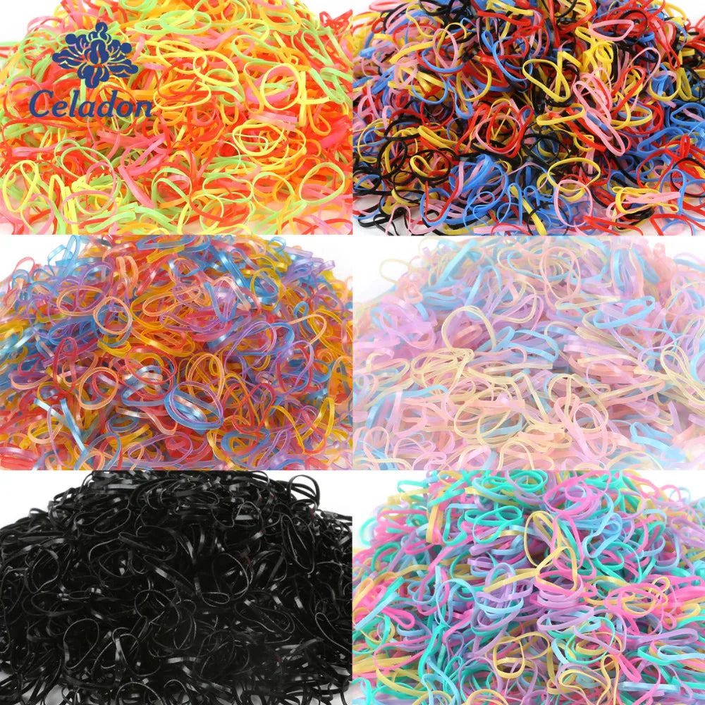 Kids Hair Elastics: 1000 Pcs Colorful Rubber Bands