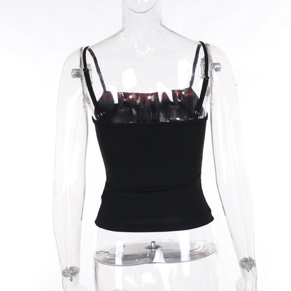 Women's AltGoth Y2K E-Girl Plaid Pentagram Crop Tank Top | Mall Gothic Cyber Punk Emo Grunge Cami