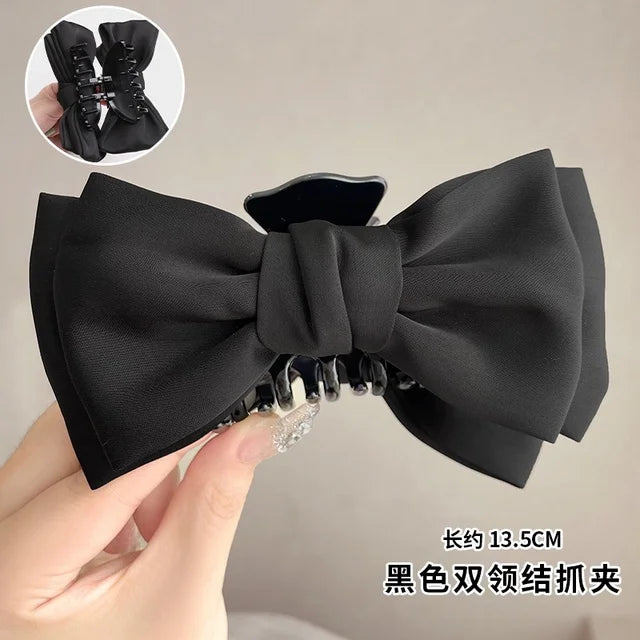 Women's Korean Bow Butterfly Satin Hair Clips | Solid Color Girls Hair Accessories Headwear