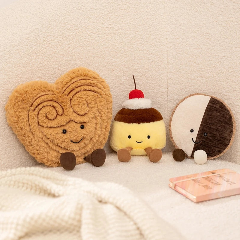Kawaii Food Plush Toy | Stuffed Pudding, Cake, Cookie & Palmier Dessert Doll for Home Decor & Birthday Gifts