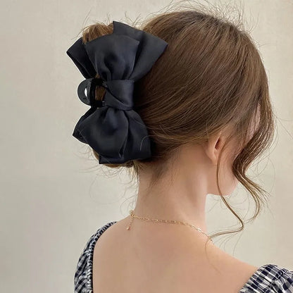Women's Korean Bow Butterfly Satin Hair Clips | Solid Color Girls Hair Accessories Headwear