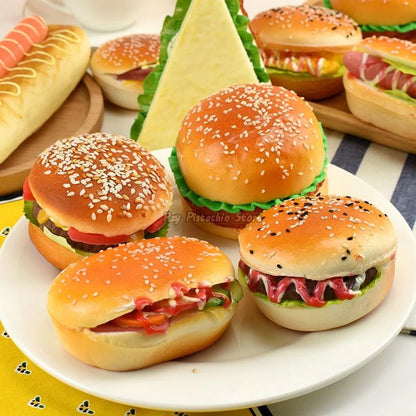 Kids Simulation Food Kitchen Toy Set | Pretend Play Cooking Bread, Hamburger & Hot Dog Bakery Toys for Girls