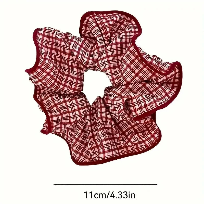 Dot & Plaid Scrunchies for Women & Girls | Soft Elastic Hair Ties (2/3 Pack)