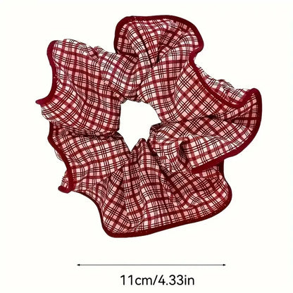 Dot & Plaid Scrunchies for Women & Girls | Soft Elastic Hair Ties (2/3 Pack)