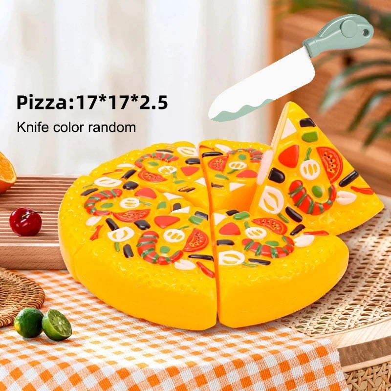 Kids Pizza Party Toy Play Set | Slice & Serve Pretend Play Food with Plastic Kitchen Playset
