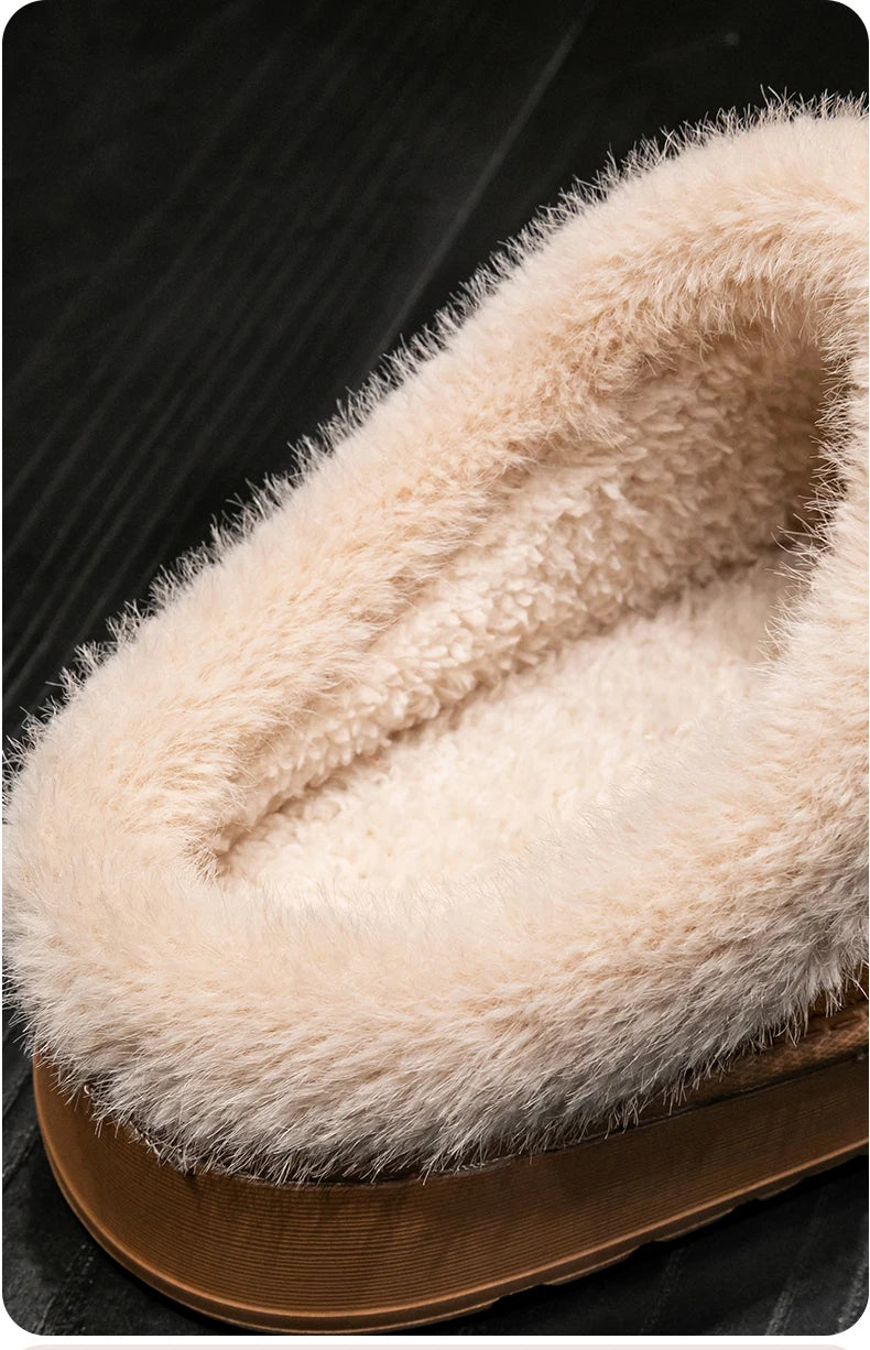 Fluffy Faux Suede Indoor Slippers – Thick EVA Sole Anti-Slip Unisex House Shoes