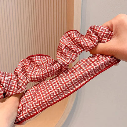Dot & Plaid Scrunchies for Women & Girls | Soft Elastic Hair Ties (2/3 Pack)