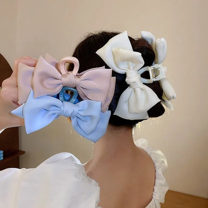 Women's Korean Bow Butterfly Satin Hair Clips | Solid Color Girls Hair Accessories Headwear