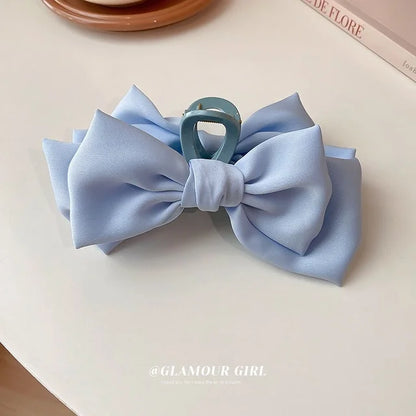 Women's Korean Bow Butterfly Satin Hair Clips | Solid Color Girls Hair Accessories Headwear