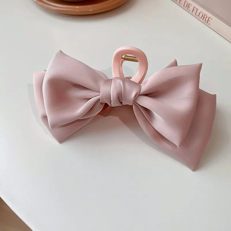 Women's Korean Bow Butterfly Satin Hair Clips | Solid Color Girls Hair Accessories Headwear
