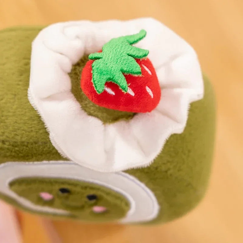 Stuffed Strawberry Swiss Roll Plush Toy | Cute Cream Snack Cake Plushie for Kids & Party Decor
