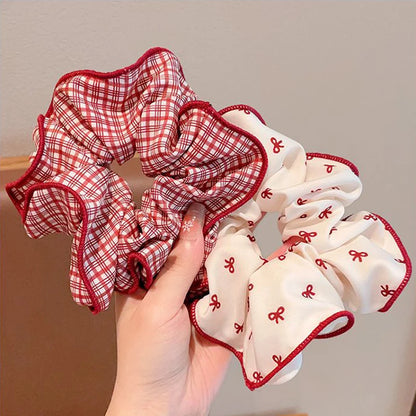 Dot & Plaid Scrunchies for Women & Girls | Soft Elastic Hair Ties (2/3 Pack)