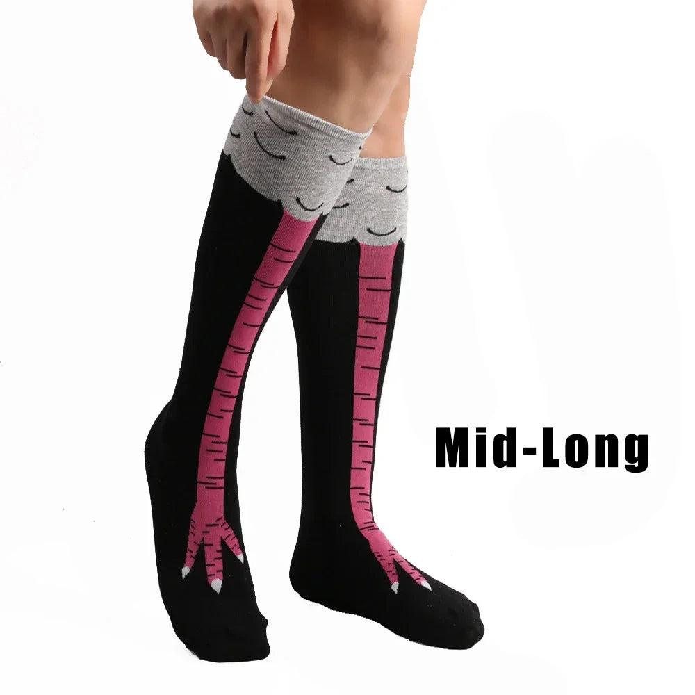 Men's Funny 3D Chicken Print Thigh High Socks | Cartoon Cosplay Cotton Fashion Socks
