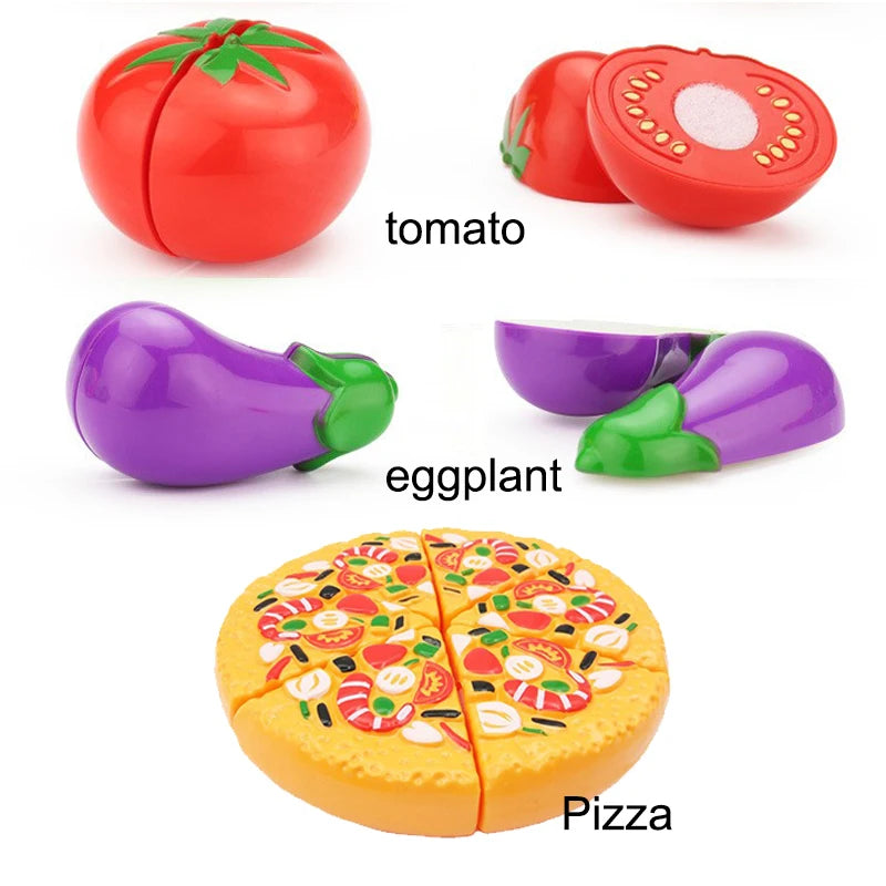 Kids Pizza Party Toy Play Set | Slice & Serve Pretend Play Food with Plastic Kitchen Playset