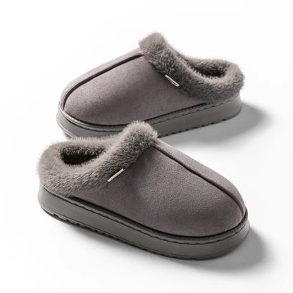 Fluffy Faux Suede Indoor Slippers – Thick EVA Sole Anti-Slip Unisex House Shoes