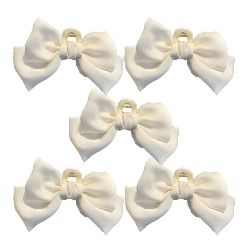 Women's Korean Bow Butterfly Satin Hair Clips | Solid Color Girls Hair Accessories Headwear