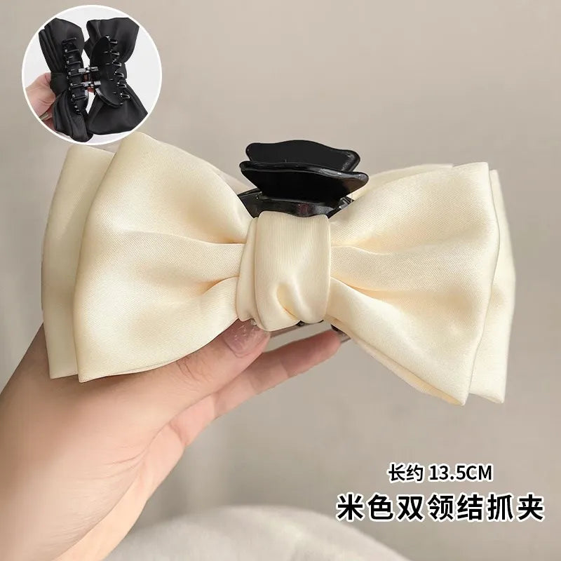 Women's Korean Bow Butterfly Satin Hair Clips | Solid Color Girls Hair Accessories Headwear