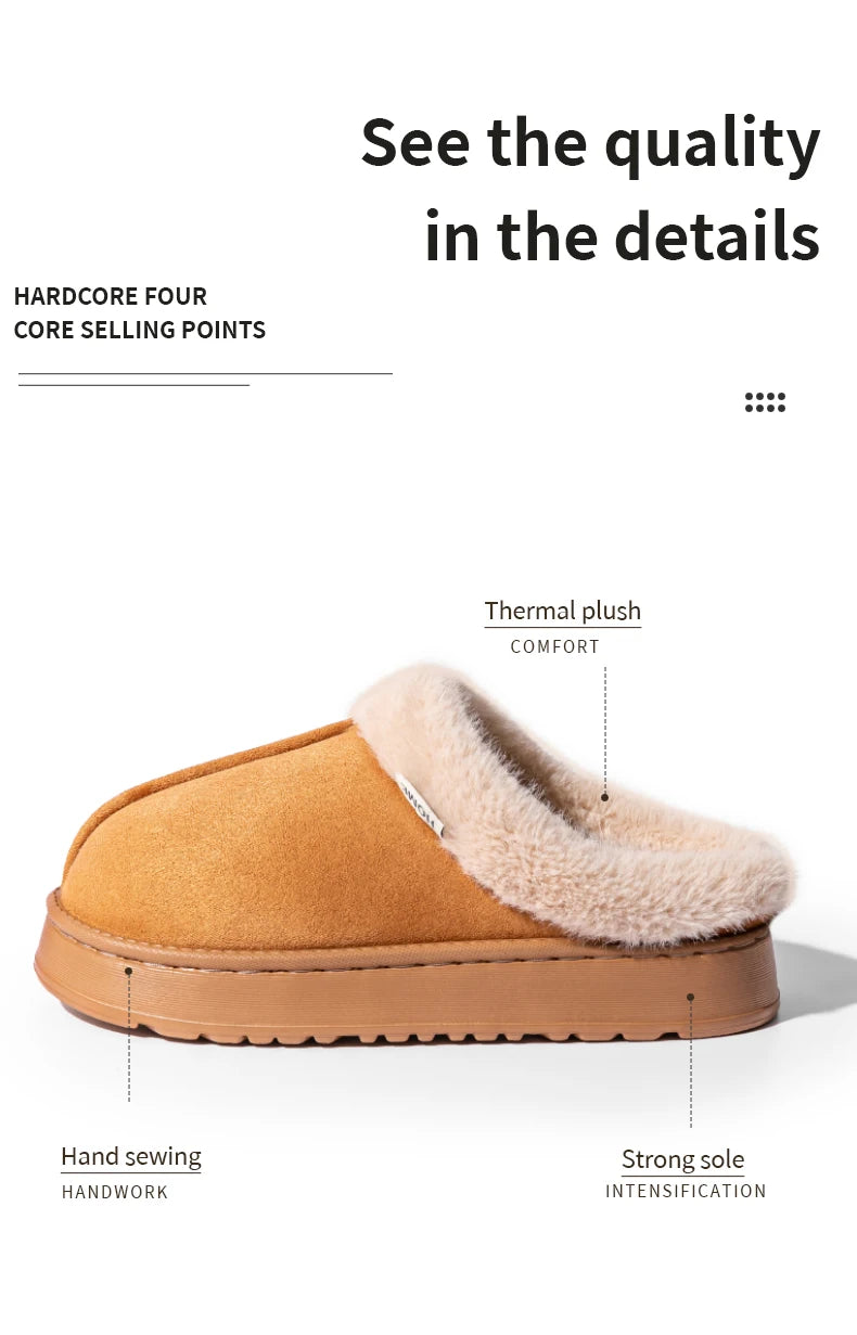 Fluffy Faux Suede Indoor Slippers – Thick EVA Sole Anti-Slip Unisex House Shoes