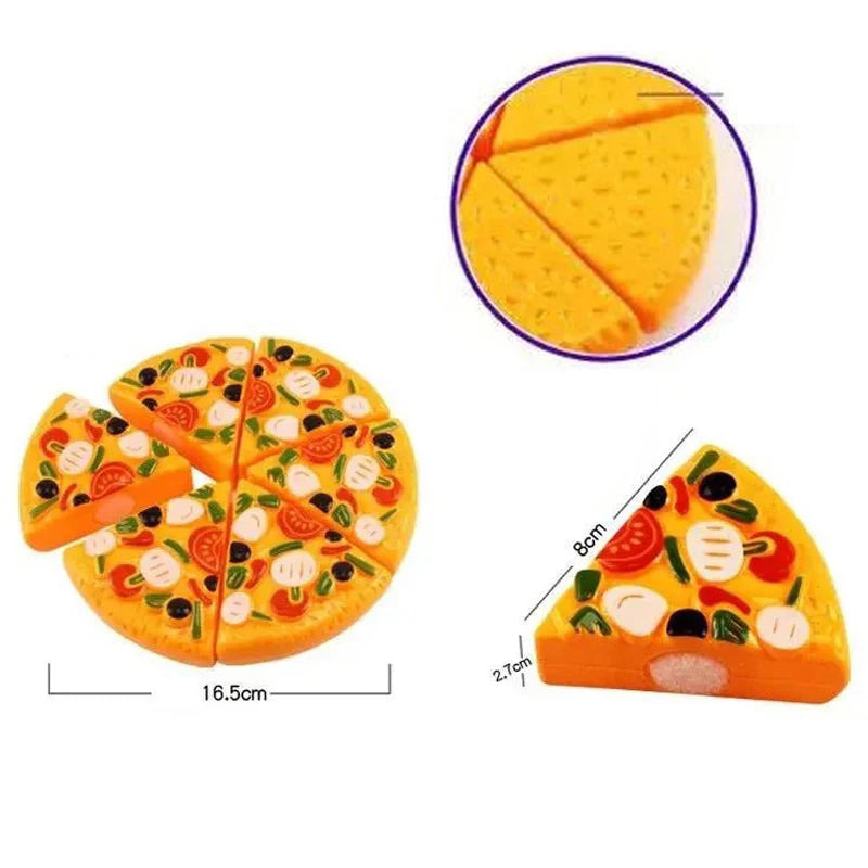 Kids Pizza Party Toy Play Set | Slice & Serve Pretend Play Food with Plastic Kitchen Playset