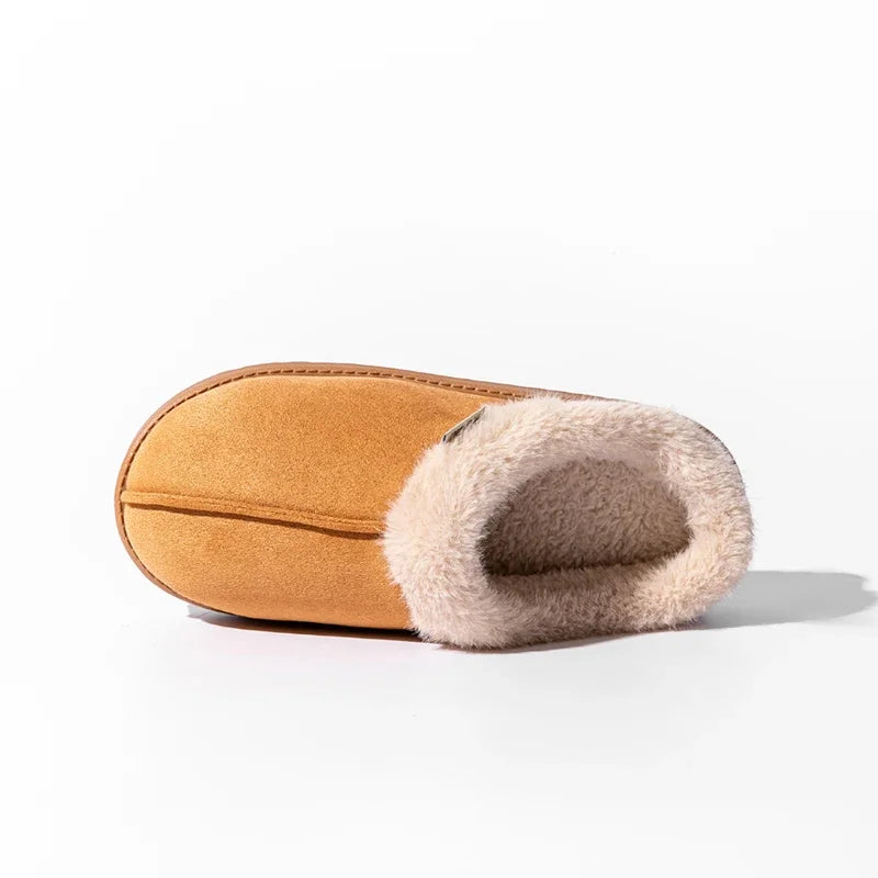 Fluffy Faux Suede Indoor Slippers – Thick EVA Sole Anti-Slip Unisex House Shoes