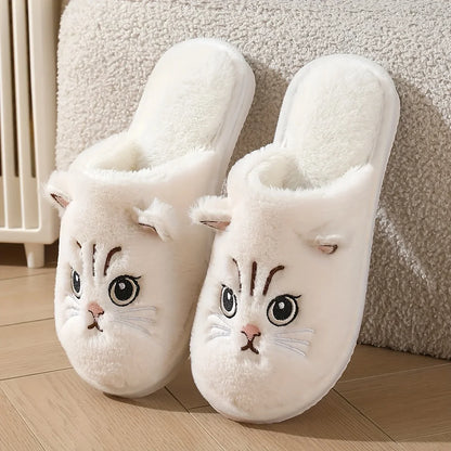 Plush Cat Slippers – Cozy Winter Indoor House Shoes with Non-Slip EVA Sole