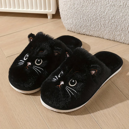 Plush Cat Slippers – Cozy Winter Indoor House Shoes with Non-Slip EVA Sole