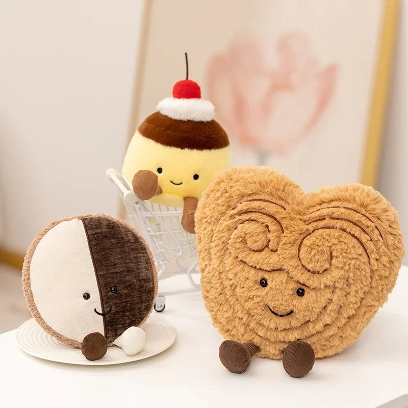 Kawaii Food Plush Toy | Stuffed Pudding, Cake, Cookie & Palmier Dessert Doll for Home Decor & Birthday Gifts