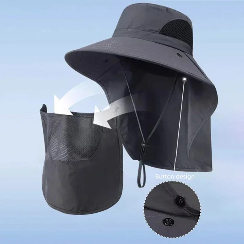 UV Protection Sun Hat with Neck Flap – Outdoor Fishing & Hiking Cap
