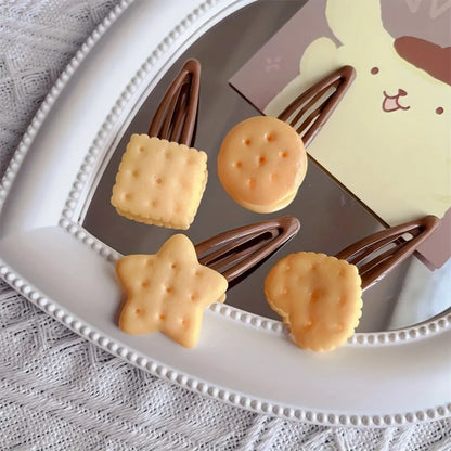 Women's & Girls' Biscuit Theme Hair Clips | 8pcs Adorable Simulation Cookie Hairpins Set