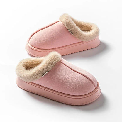 Fluffy Faux Suede Indoor Slippers – Thick EVA Sole Anti-Slip Unisex House Shoes