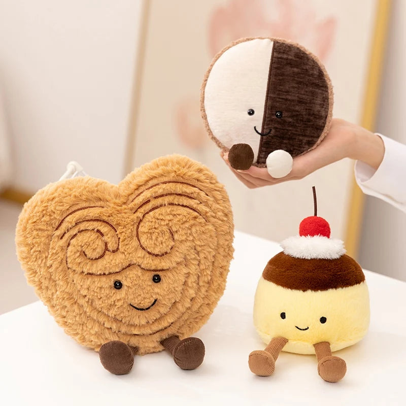 Kawaii Food Plush Toy | Stuffed Pudding, Cake, Cookie & Palmier Dessert Doll for Home Decor & Birthday Gifts