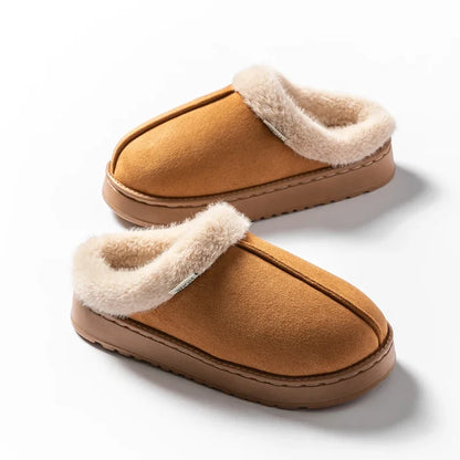 Fluffy Faux Suede Indoor Slippers – Thick EVA Sole Anti-Slip Unisex House Shoes