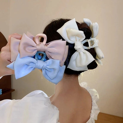 Women's Korean Bow Butterfly Satin Hair Clips | Solid Color Girls Hair Accessories Headwear
