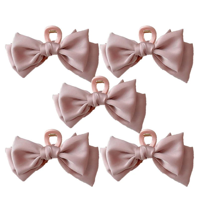 Women's Korean Bow Butterfly Satin Hair Clips | Solid Color Girls Hair Accessories Headwear