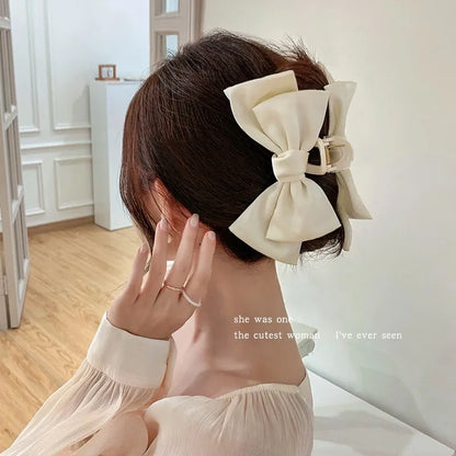 Women's Korean Bow Butterfly Satin Hair Clips | Solid Color Girls Hair Accessories Headwear