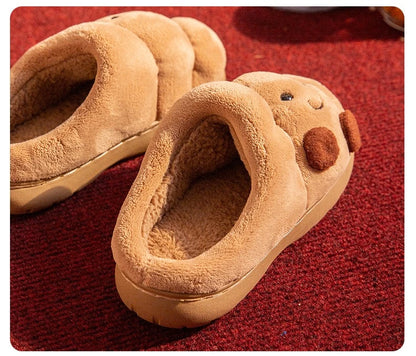 LORGL Croissant Fluffy Slippers – Unisex Winter House Shoes with Anti-Slip Sole