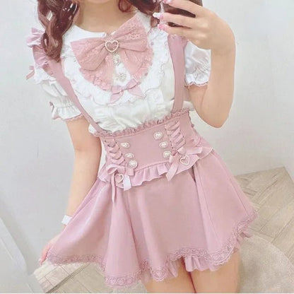 Japanese Gothic Lolita A - Line Mini Skirt – Sweet Kawaii Suspender Plaid | S–XL, Tops & Skirts - G - Catoure Japanese Gothic Lolita A - Line Mini Skirt – Sweet Kawaii Suspender Plaid | S–XL, Tops & Skirts Women's Skirts & Tops