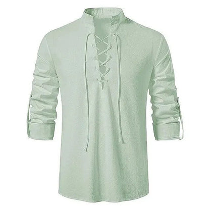 King Billion Men's Cotton Linen Shirt – Casual Long Sleeve V - Neck | S–XXXL - G - Catoure King Billion Men's Cotton Linen Shirt – Casual Long Sleeve V - Neck | S–XXXL Men's Apparel