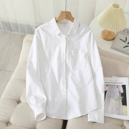 Women's Casual Cotton Oxford Shirt | Autumn Striped Blue & White Blouse & Top - G - Catoure Women's Casual Cotton Oxford Shirt | Autumn Striped Blue & White Blouse & Top