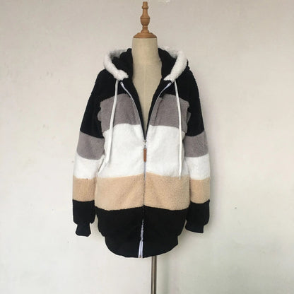 Women's Oversized Hooded Plush Jacket – Warm Zip - Up Streetwear Coat | S–5XL, 9 Colors - G - Catoure Women's Oversized Hooded Plush Jacket – Warm Zip - Up Streetwear Coat | S–5XL, 9 Colors Women's Outerwear