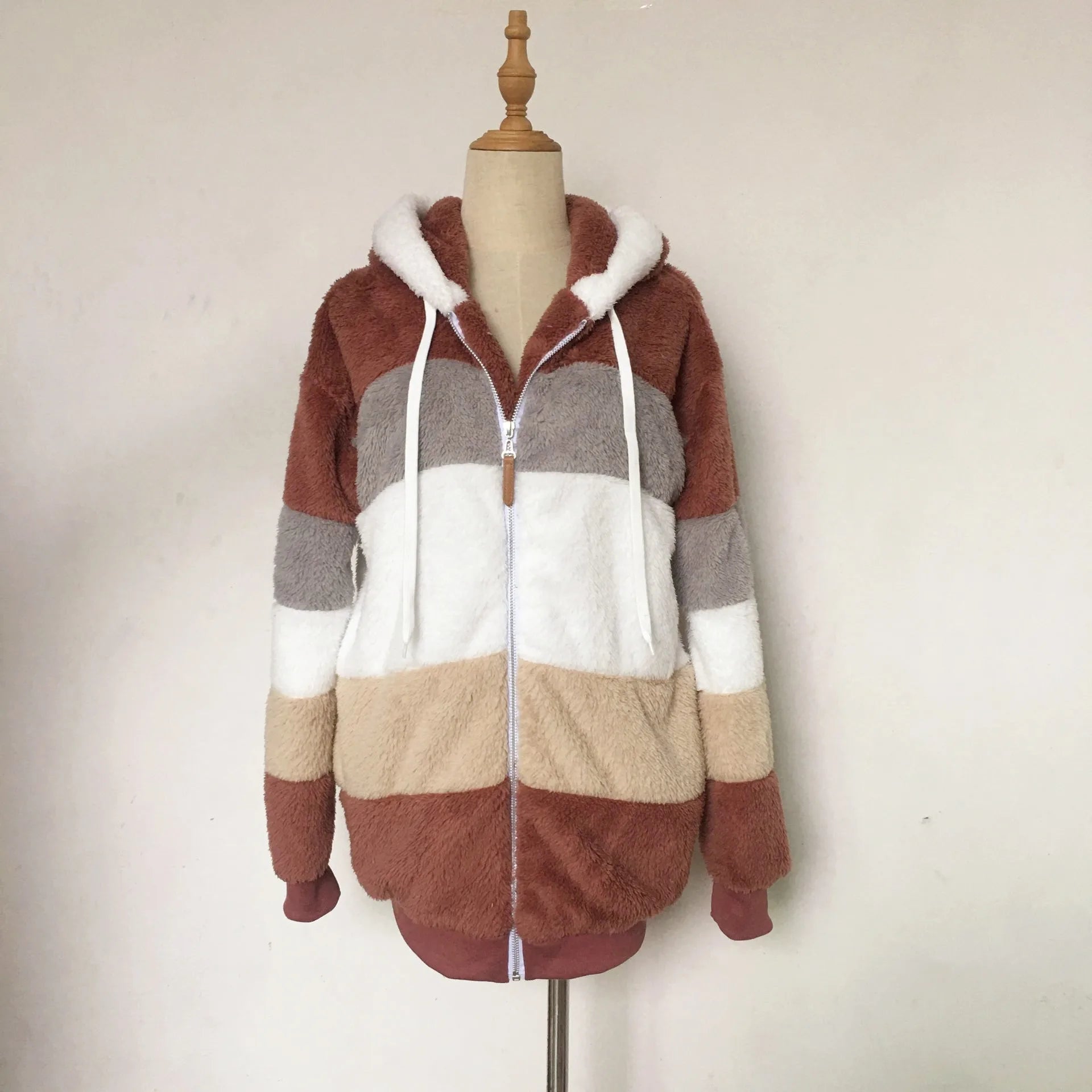 Women's Oversized Hooded Plush Jacket – Warm Zip - Up Streetwear Coat | S–5XL, 9 Colors - G - Catoure Women's Oversized Hooded Plush Jacket – Warm Zip - Up Streetwear Coat | S–5XL, 9 Colors Women's Outerwear